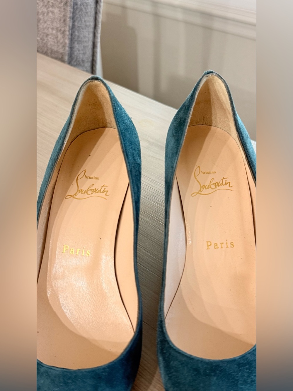 Christian Louboutin Suede Teal Wedge Pumps – EU 38.5 - Picture 3 of 8